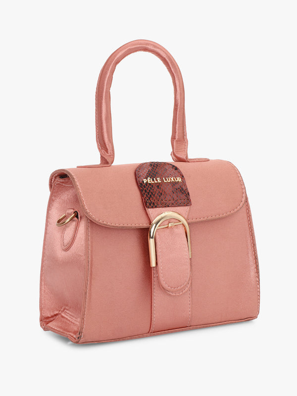 Pelle Luxur Women's Rose Gold Satchel Bag