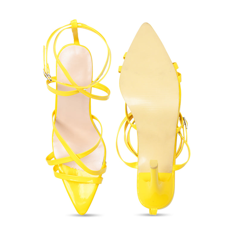 Pelle Luxur Marca Yellow Sandals For Women