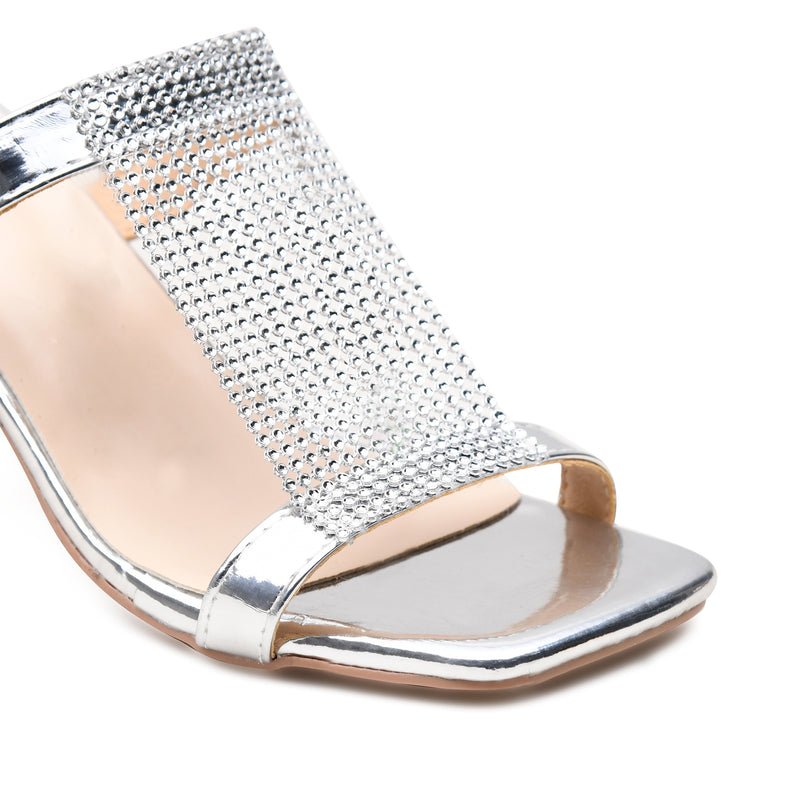 Pelle Luxur Graziana Silver Sandals For Women