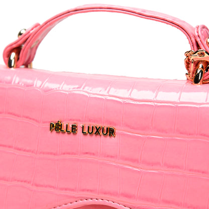 Pelle Luxur Women's Baby Pink, Premium PU Sling Bag, Small Size with Magnet clasp Closure