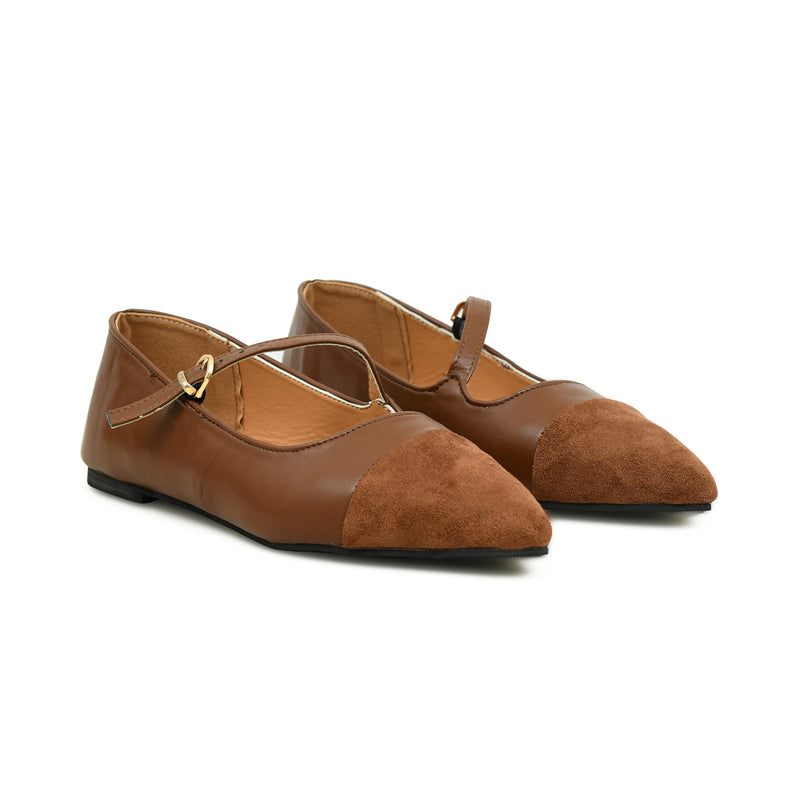 Pelle Luxur Elisabetta Brown Ballerinas For Women