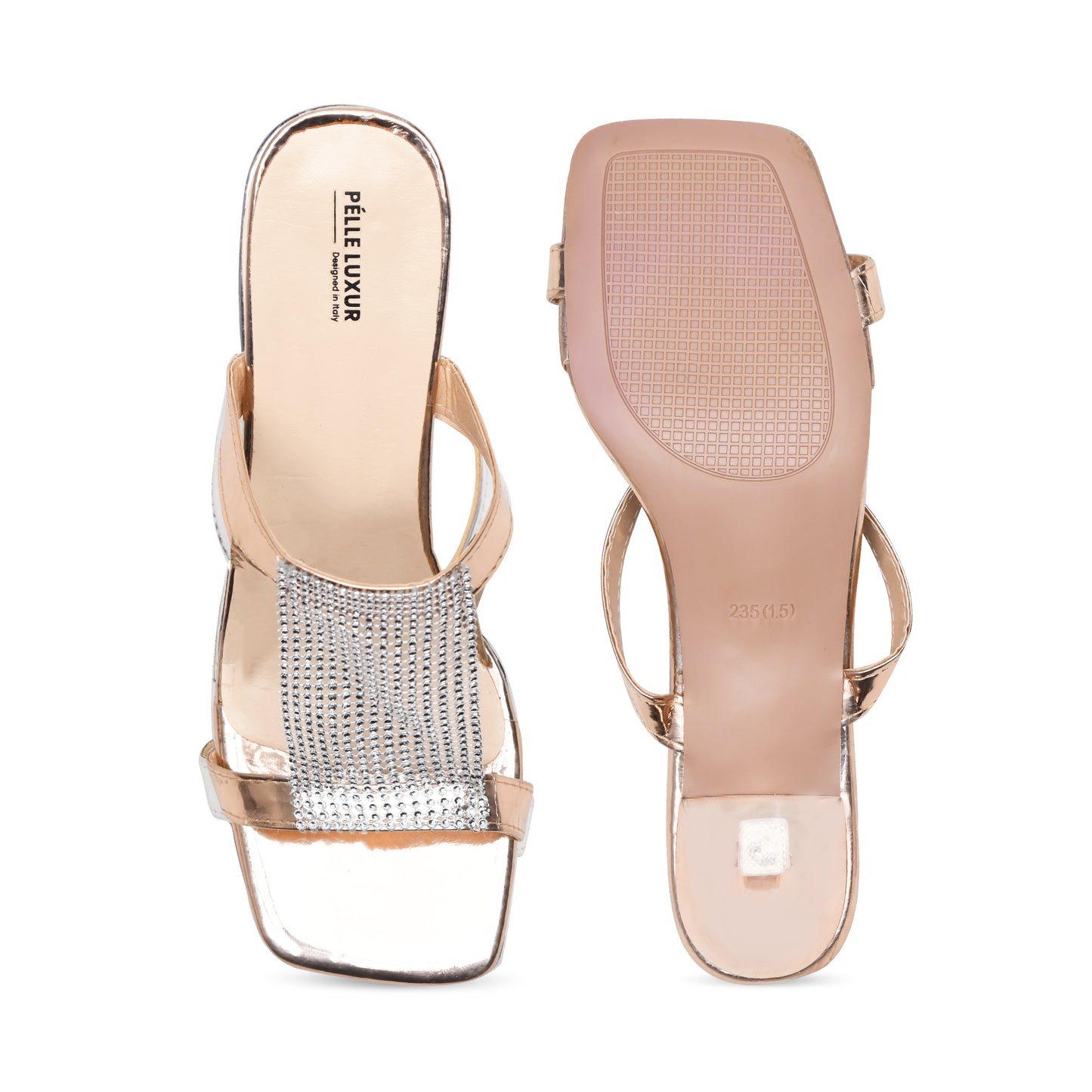 Pelle Luxur Graziana Rose Gold Sandals For Women