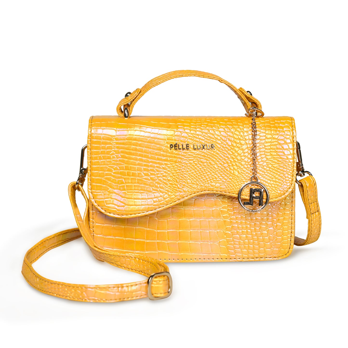 Pelle Luxur Women's Yellow, Premium PU Sling Bag, Small Size with Magnet clasp Closure