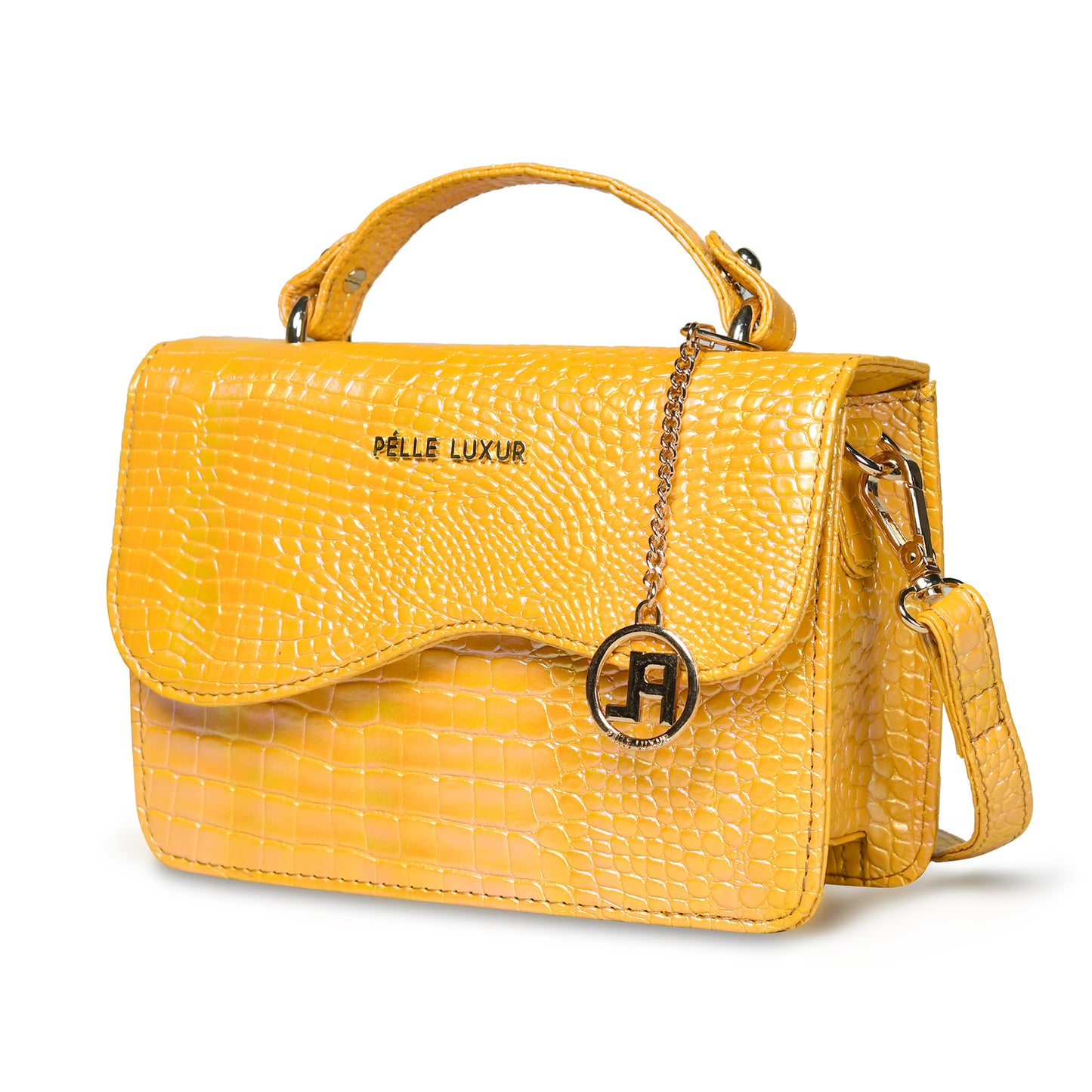 Pelle Luxur Women's Yellow, Premium PU Sling Bag, Small Size with Magnet clasp Closure