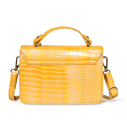 Pelle Luxur Women's Yellow, Premium PU Sling Bag, Small Size with Magnet clasp Closure