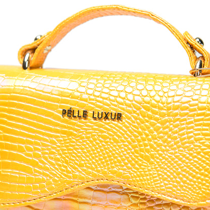 Pelle Luxur Women's Yellow, Premium PU Sling Bag, Small Size with Magnet clasp Closure