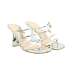 Pelle Luxur Maria Silver Sandals For Women