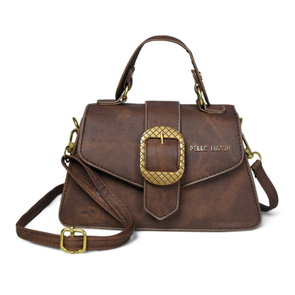 Elegant Design: Pelle Luxure Women's PU Sling Bag in Grey, Brown, and Khaki