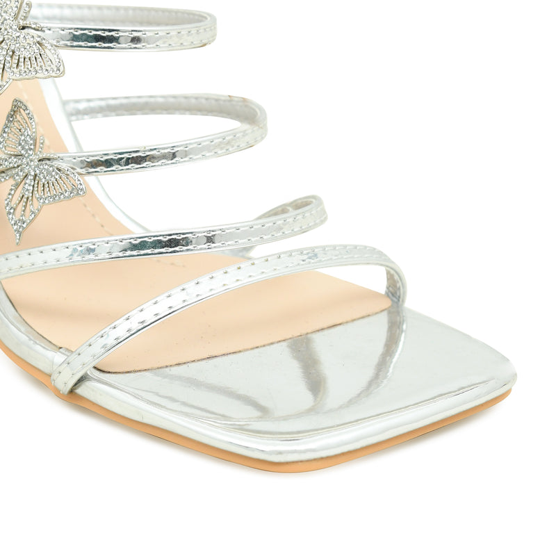 Pelle Luxur Maria Silver Sandals For Women
