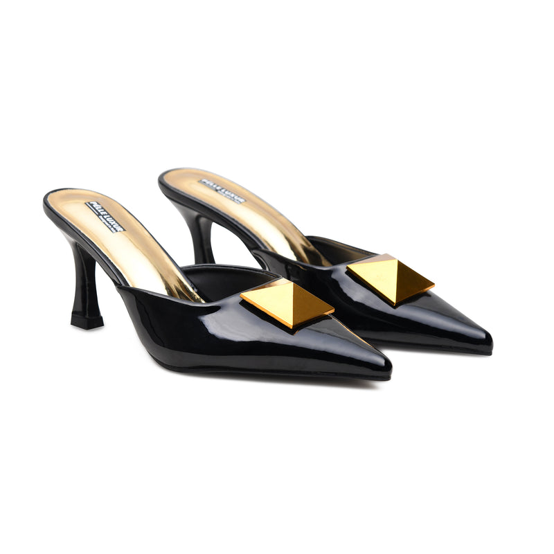 Pelle Luxur Rosana Black Sandals For Women