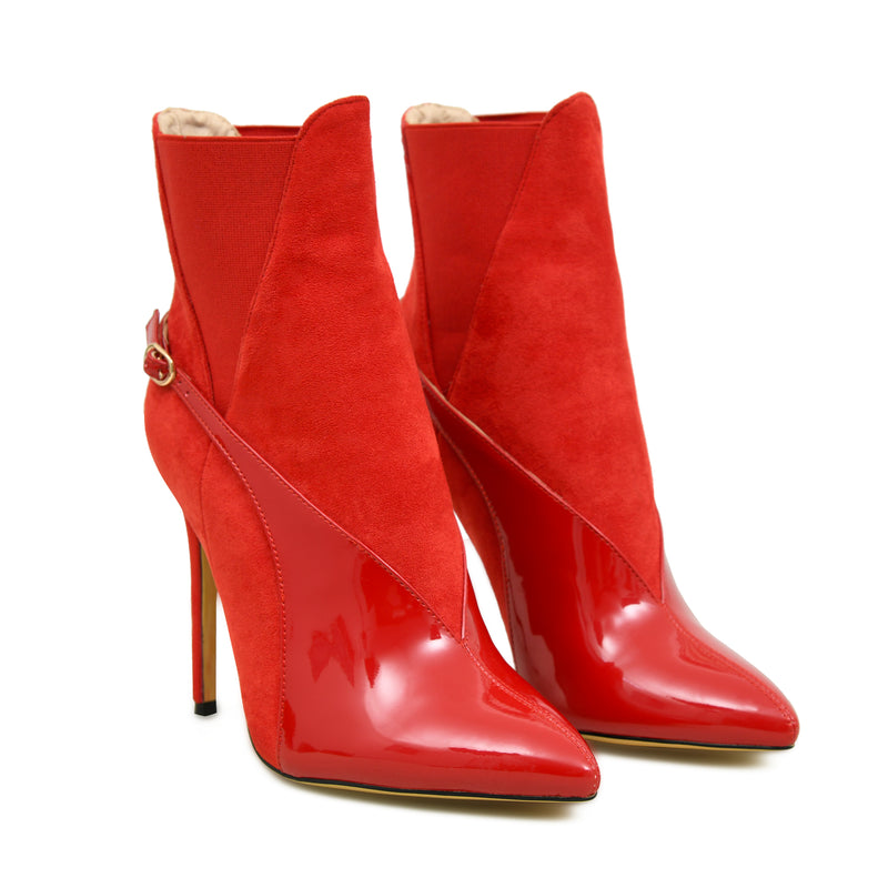 Pelle Luxur Pia Red Ankle Boots For Women