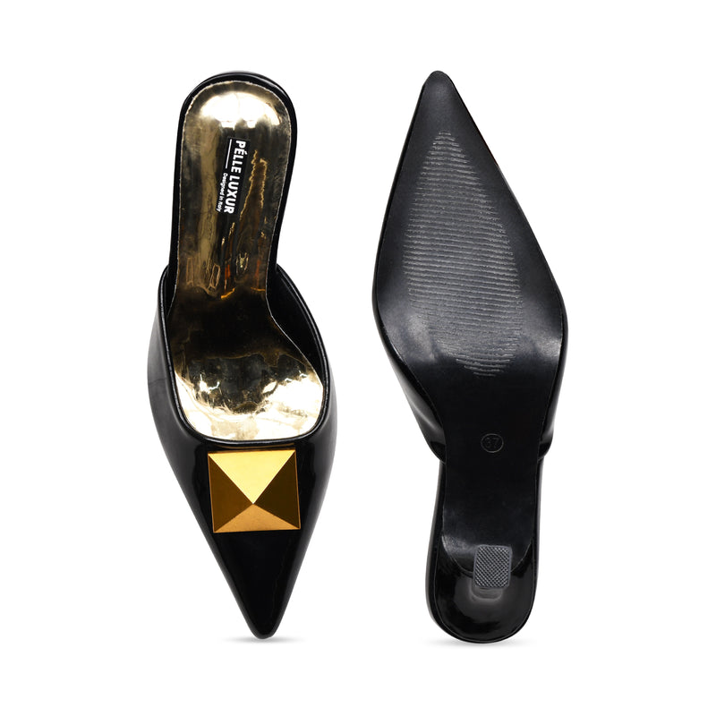Pelle Luxur Rosana Black Sandals For Women