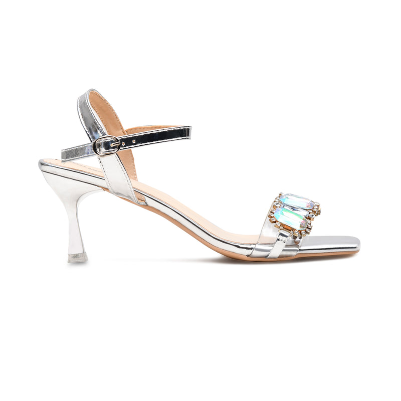 Pelle Luxur Eva Silver Sandals For Women