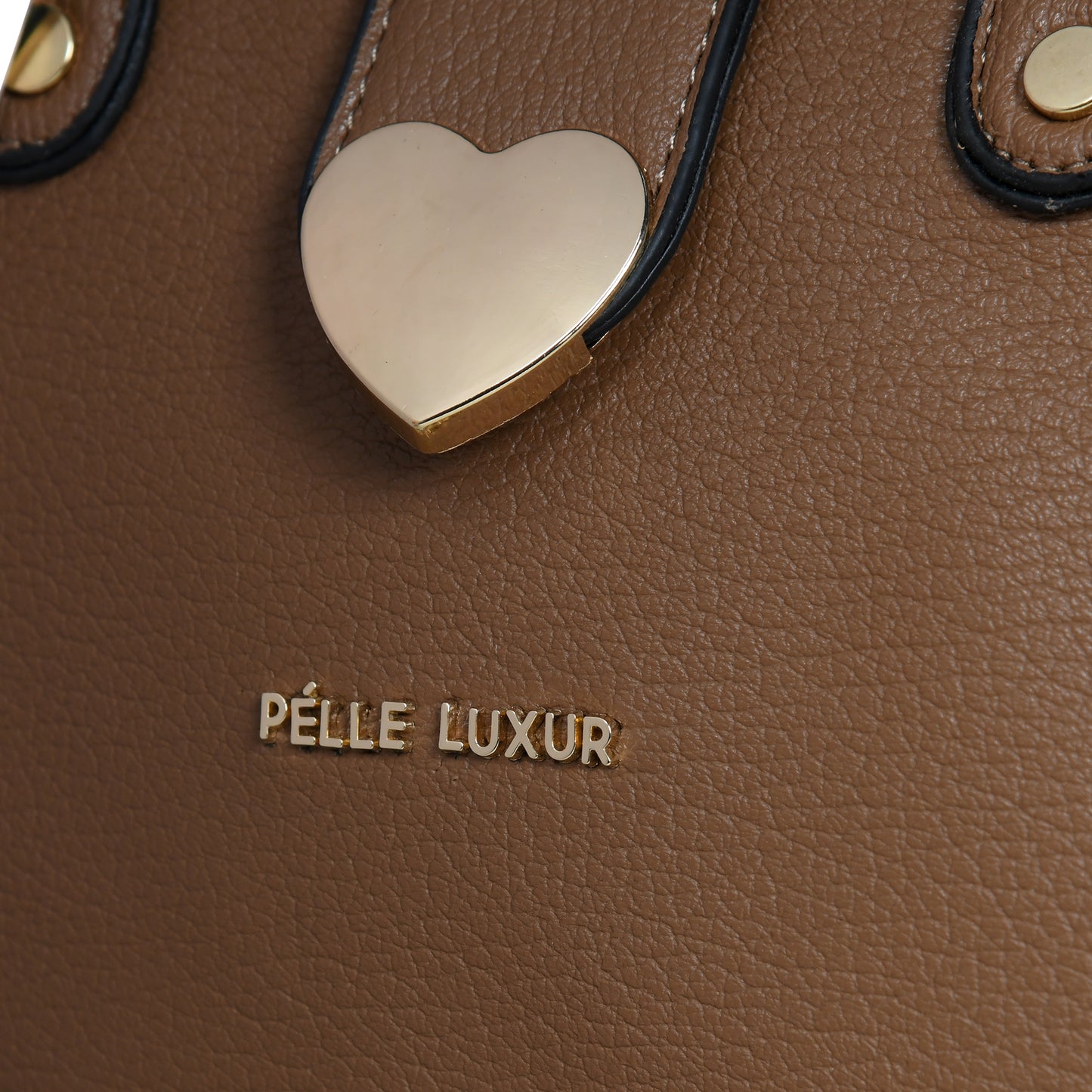 Pelle Luxure Women's Small PU Satchel – Tan and Brown Elegance