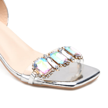 Pelle Luxur Eva Silver Sandals For Women