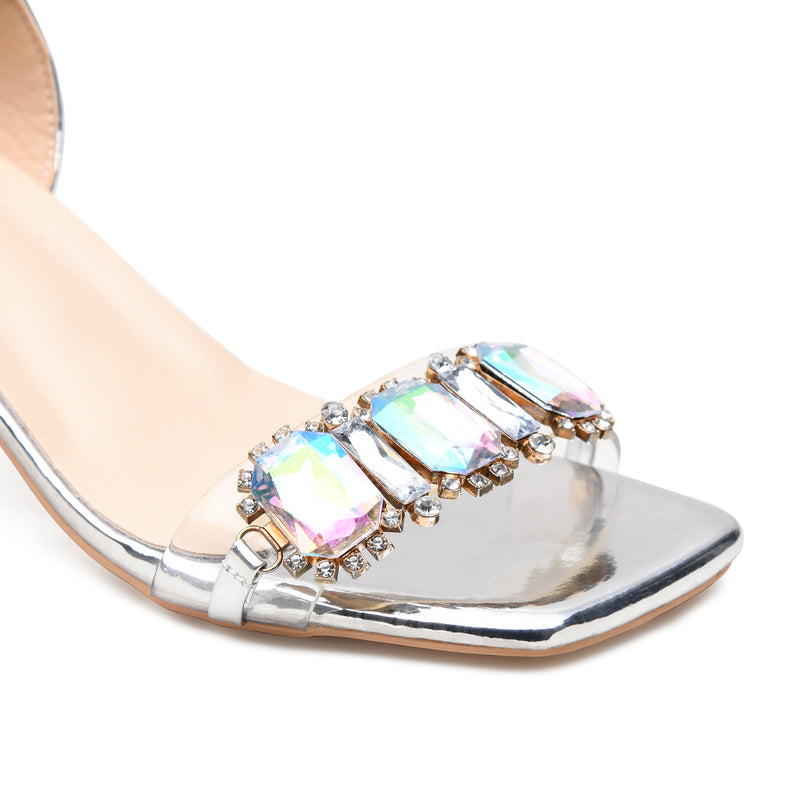 Pelle Luxur Eva Silver Sandals For Women