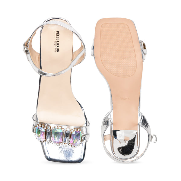 Pelle Luxur Eva Silver Sandals For Women