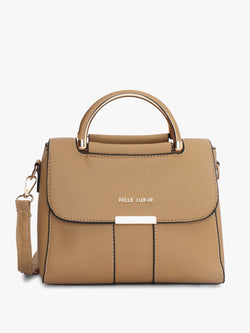 Pelle Luxur Women's Mushroom Brown Satchel Bag