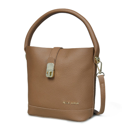 Pelle Luxure Women's PU Medium Sling Bag – Available in Black, Khaki, Chocolate Brown, and Cognac