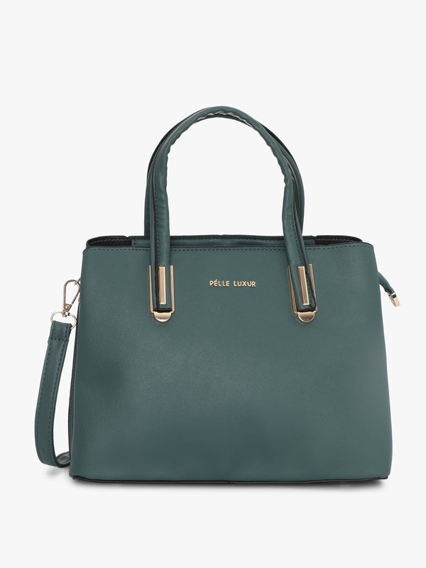 Pelle Luxur Women's Dark Green Satchel Bag