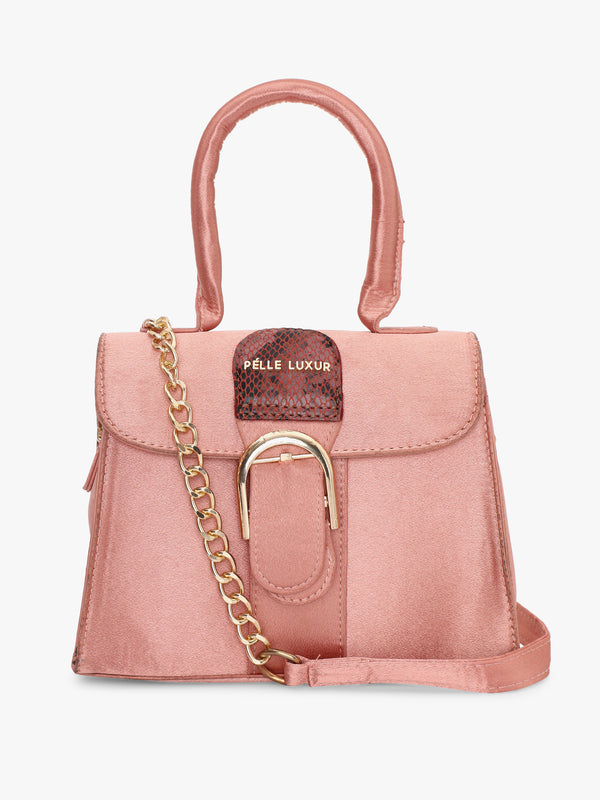 Pelle Luxur Women's Rose Gold Satchel Bag