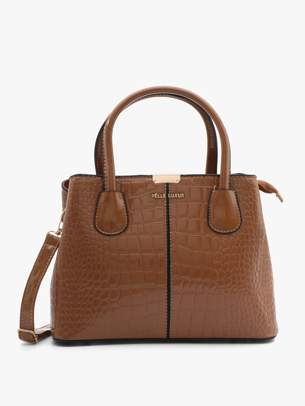 Pelle Luxur Women's Mid Brown Satchel Bag