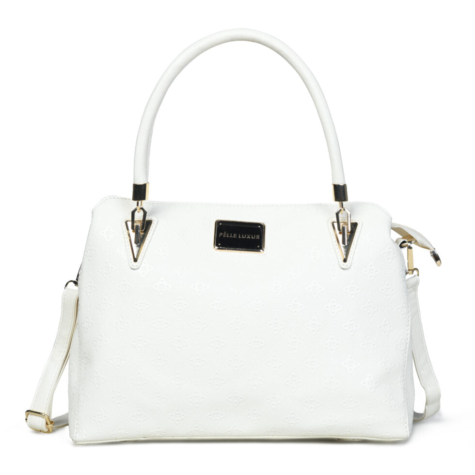 Pelle Luxur Women’s White Colour Zipper Closure Bag