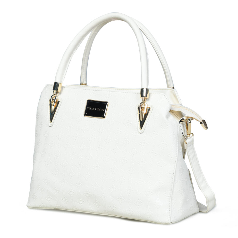Pelle Luxur Women’s White Colour Zipper Closure Bag