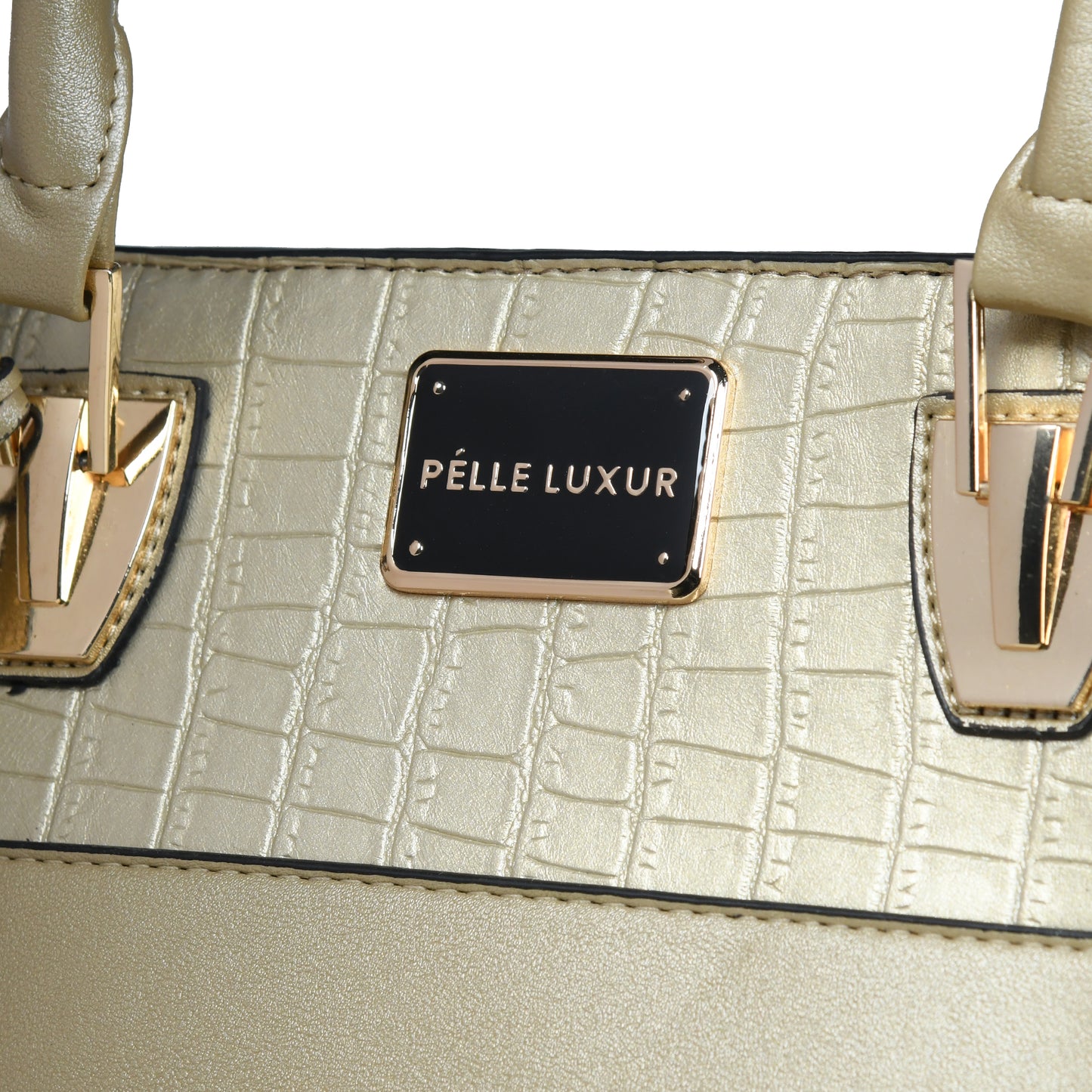 Pelle Luxure Women's Golden PU Satchel Bag – Stylish, Functional, and Versatile