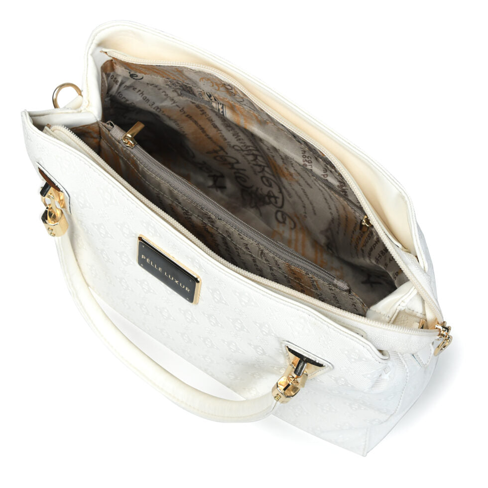 Pelle Luxur Women’s White Colour Zipper Closure Bag