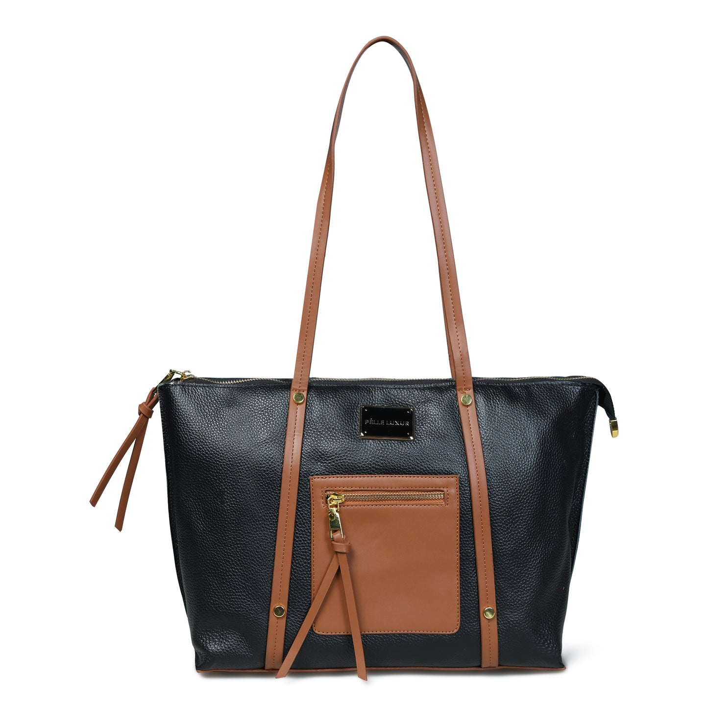 Pelle Luxure Black PU Tote Bag – Spacious and Stylish