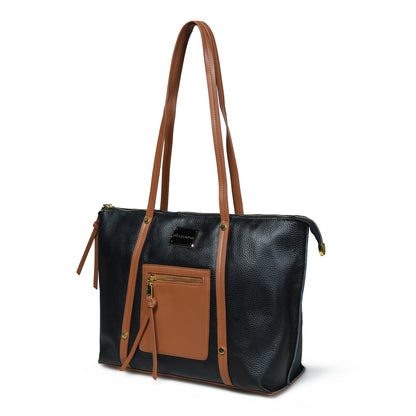 Pelle Luxure Black PU Tote Bag – Spacious and Stylish