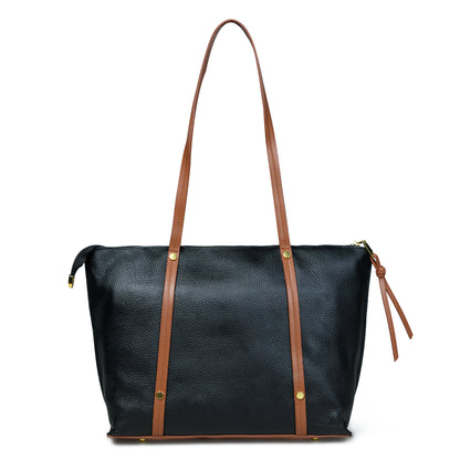 Pelle Luxure Black PU Tote Bag – Spacious and Stylish