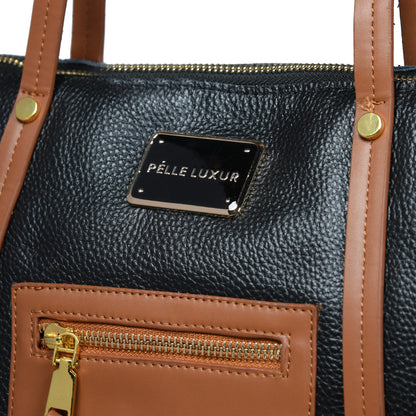 Pelle Luxure Black PU Tote Bag – Spacious and Stylish