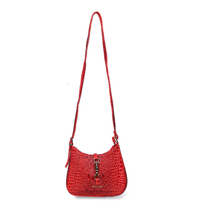 Pelle Luxur Women's Red, Premium PU Sling Bag, Small Size with Zipper Closure