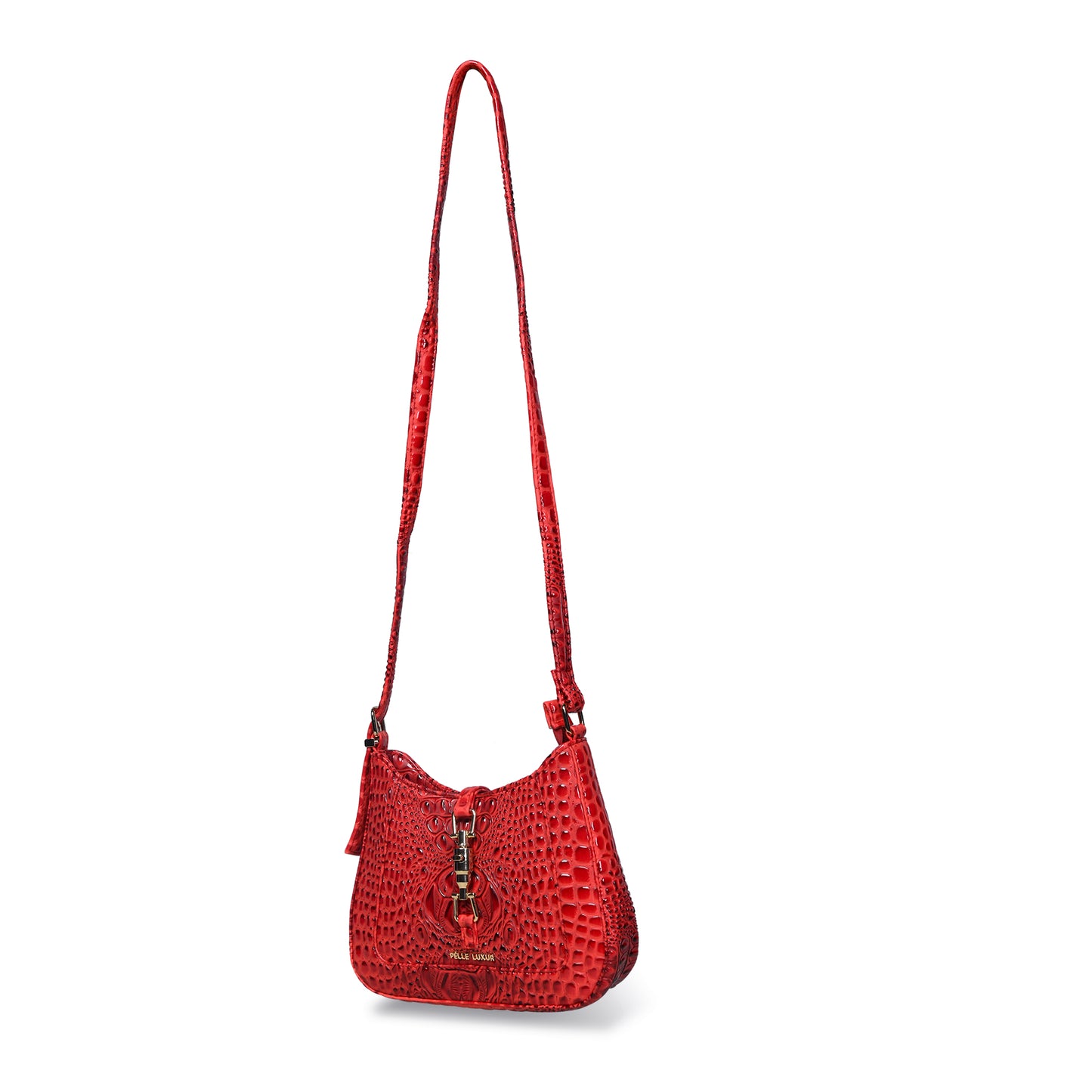 Pelle Luxur Women's Red, Premium PU Sling Bag, Small Size with Zipper Closure