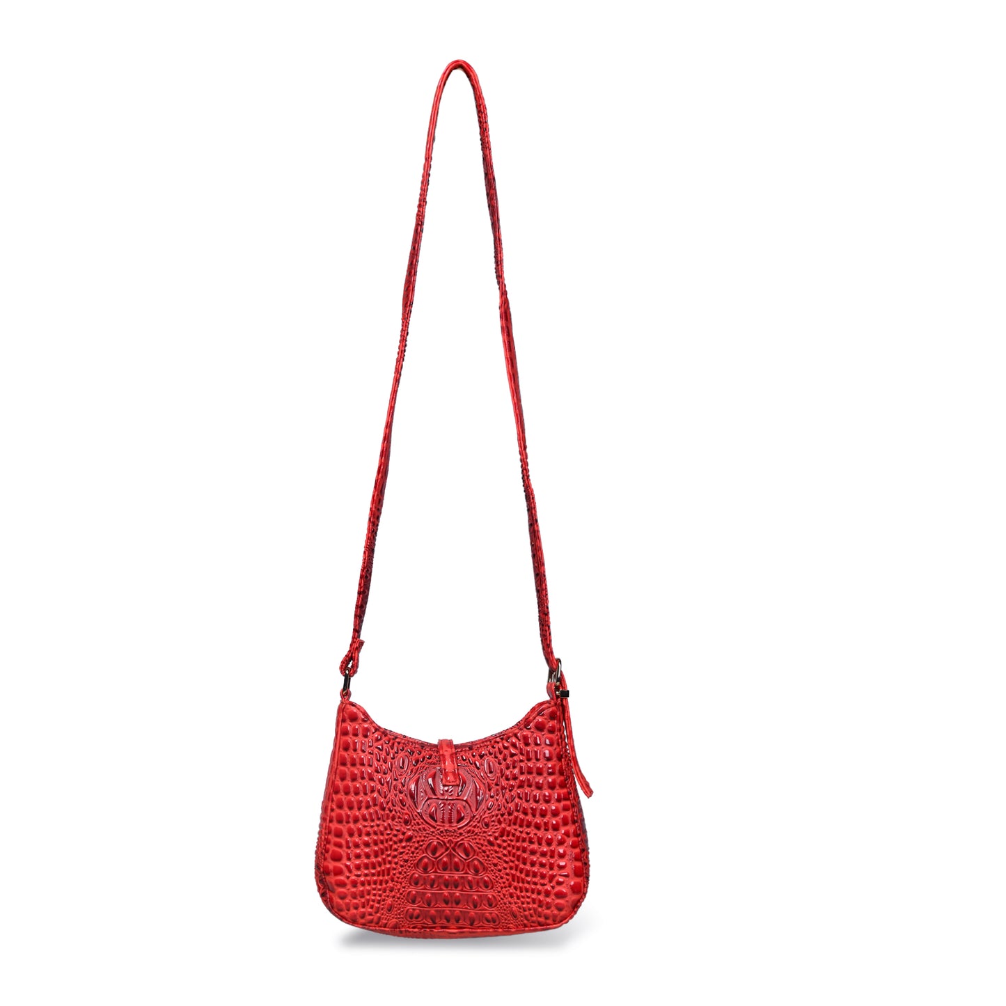 Pelle Luxur Women's Red, Premium PU Sling Bag, Small Size with Zipper Closure