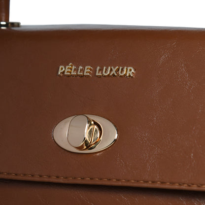 Elegant and Practical: Pelle Luxure PU Medium Sling Bag in Cognac, Black, and Chocolate Brown