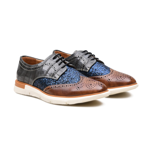 Pelle Luxur Massimo Brown/Grey/Blue Brogues For Men