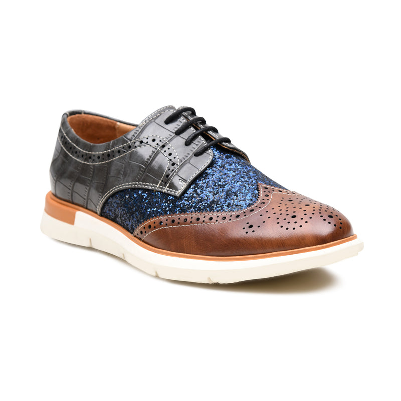 Pelle Luxur Massimo Brown/Grey/Blue Brogues For Men