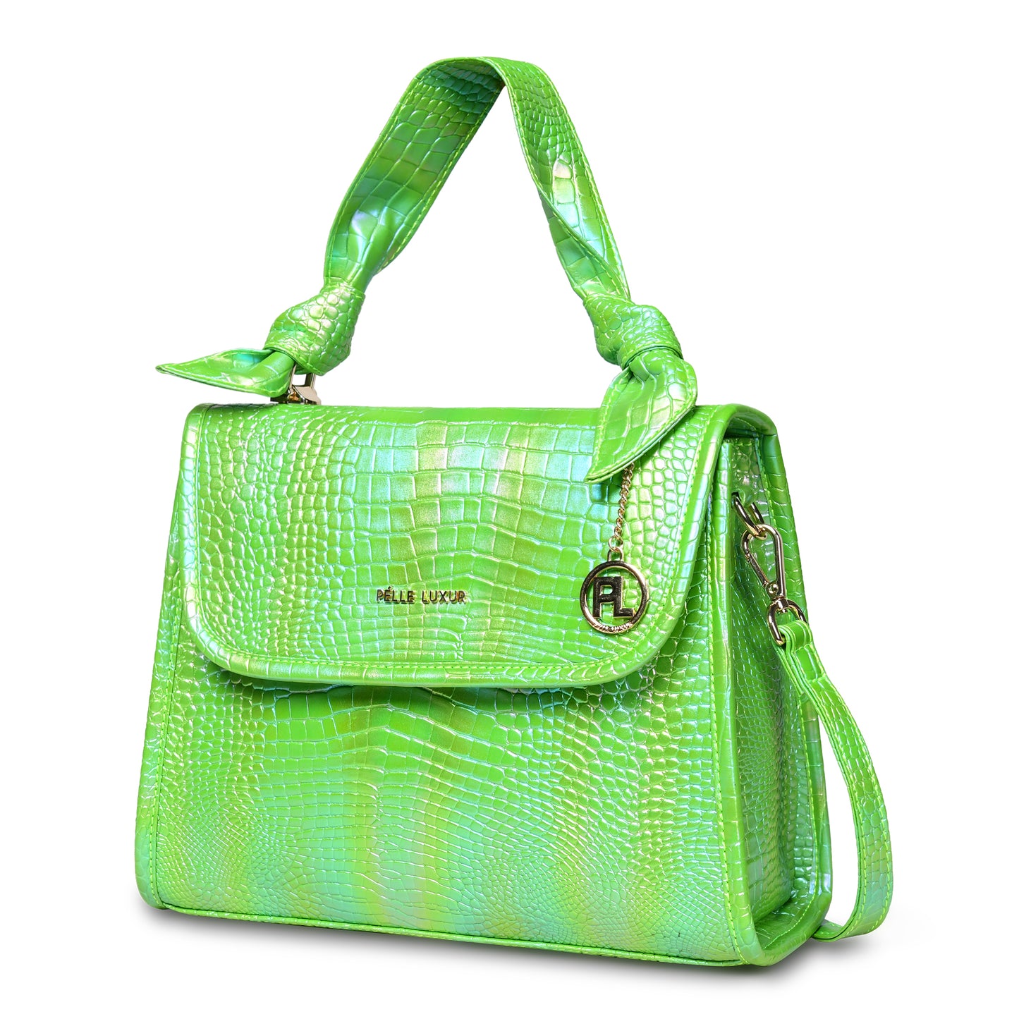 Pelle Luxur Women's Light Green, Premium PU Satchel Bag, Medium Size with Magnet clasp Closure