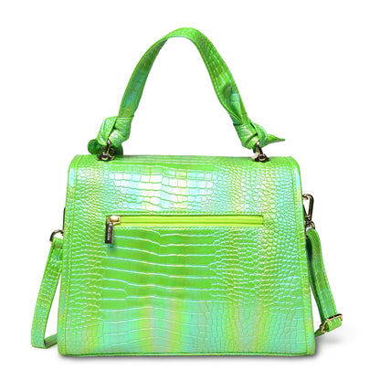 Pelle Luxur Women's Light Green, Premium PU Satchel Bag, Medium Size with Magnet clasp Closure