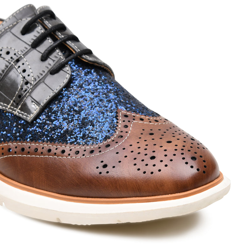 Pelle Luxur Massimo Brown/Grey/Blue Brogues For Men