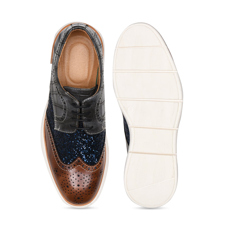 Pelle Luxur Massimo Brown/Grey/Blue Brogues For Men