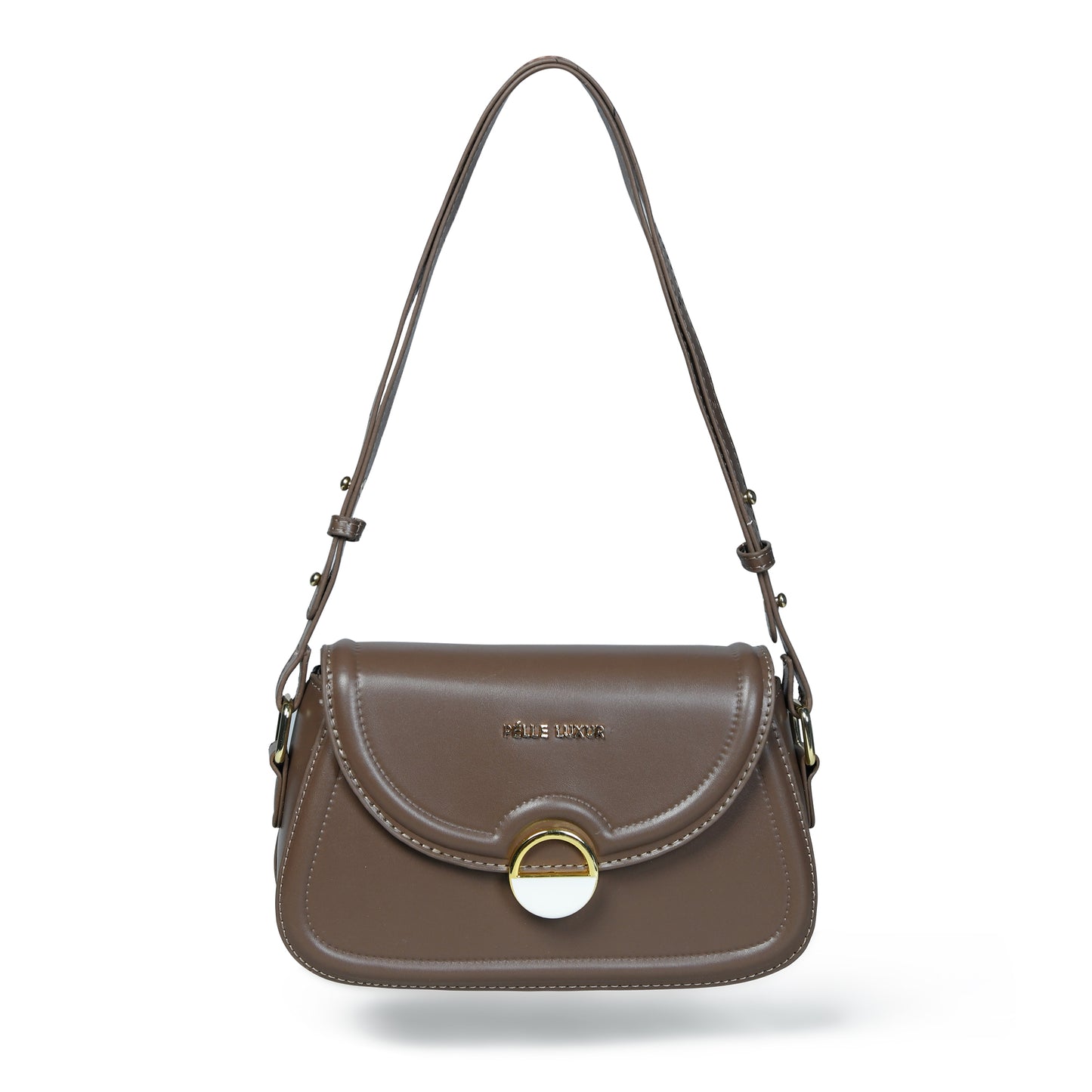 Trendy Small PU Sling Bag in Chocolate Brown & Yellow – Pelle Luxure