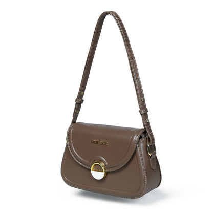 Trendy Small PU Sling Bag in Chocolate Brown & Yellow – Pelle Luxure