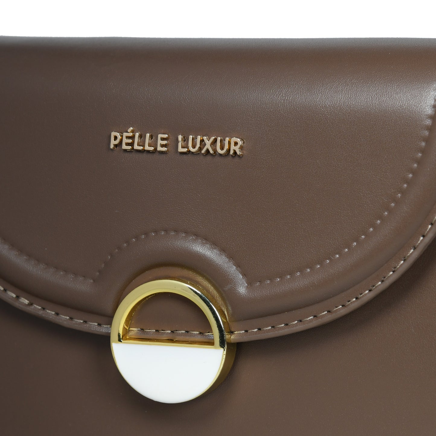 Trendy Small PU Sling Bag in Chocolate Brown & Yellow – Pelle Luxure