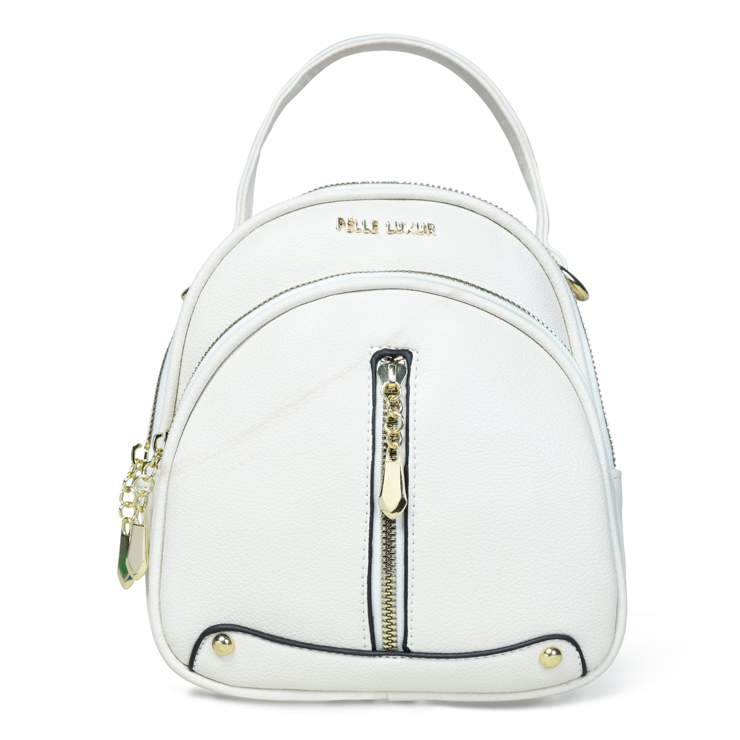 Compact and Stylish: White/Black Mini Backpack for Women