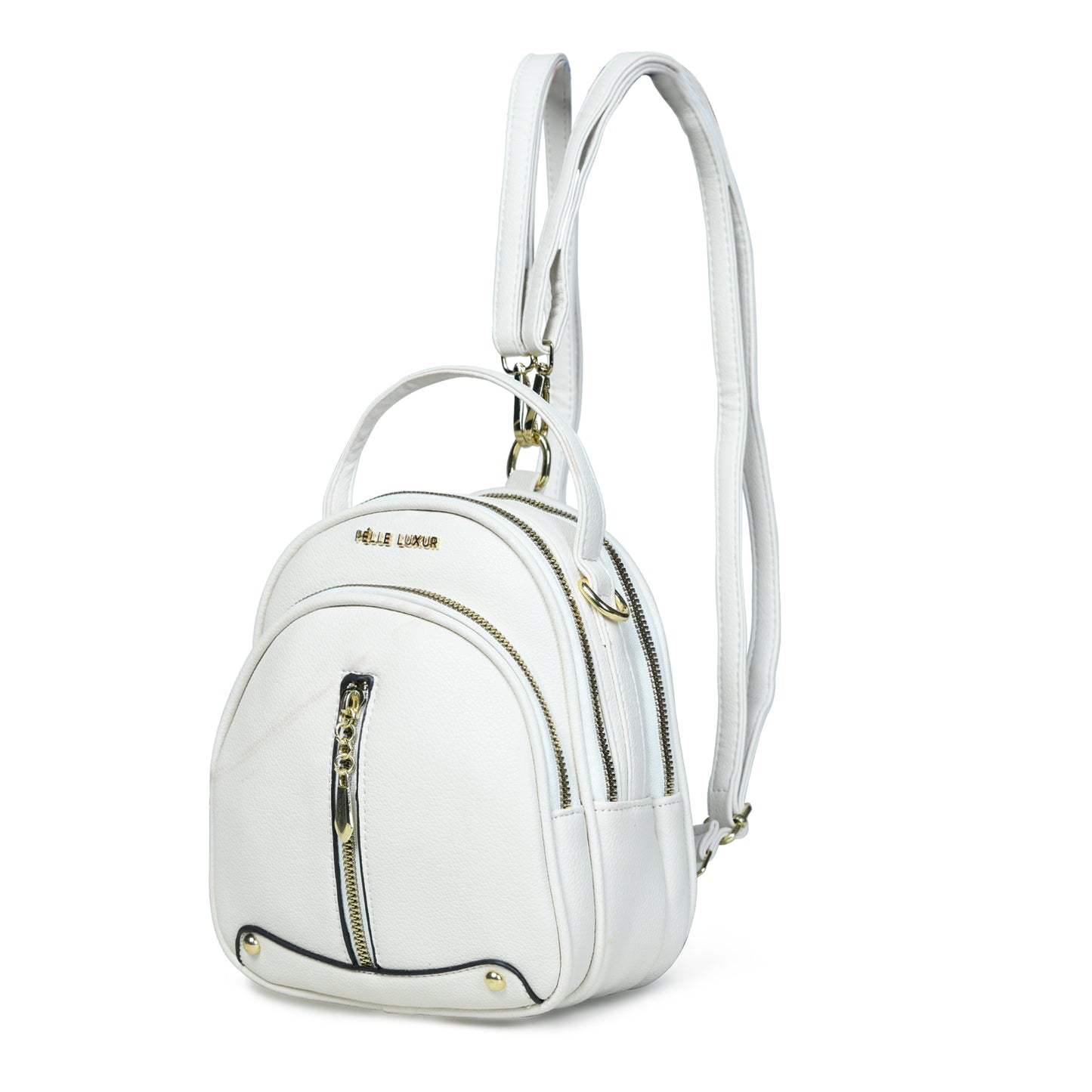 Compact and Stylish: White/Black Mini Backpack for Women