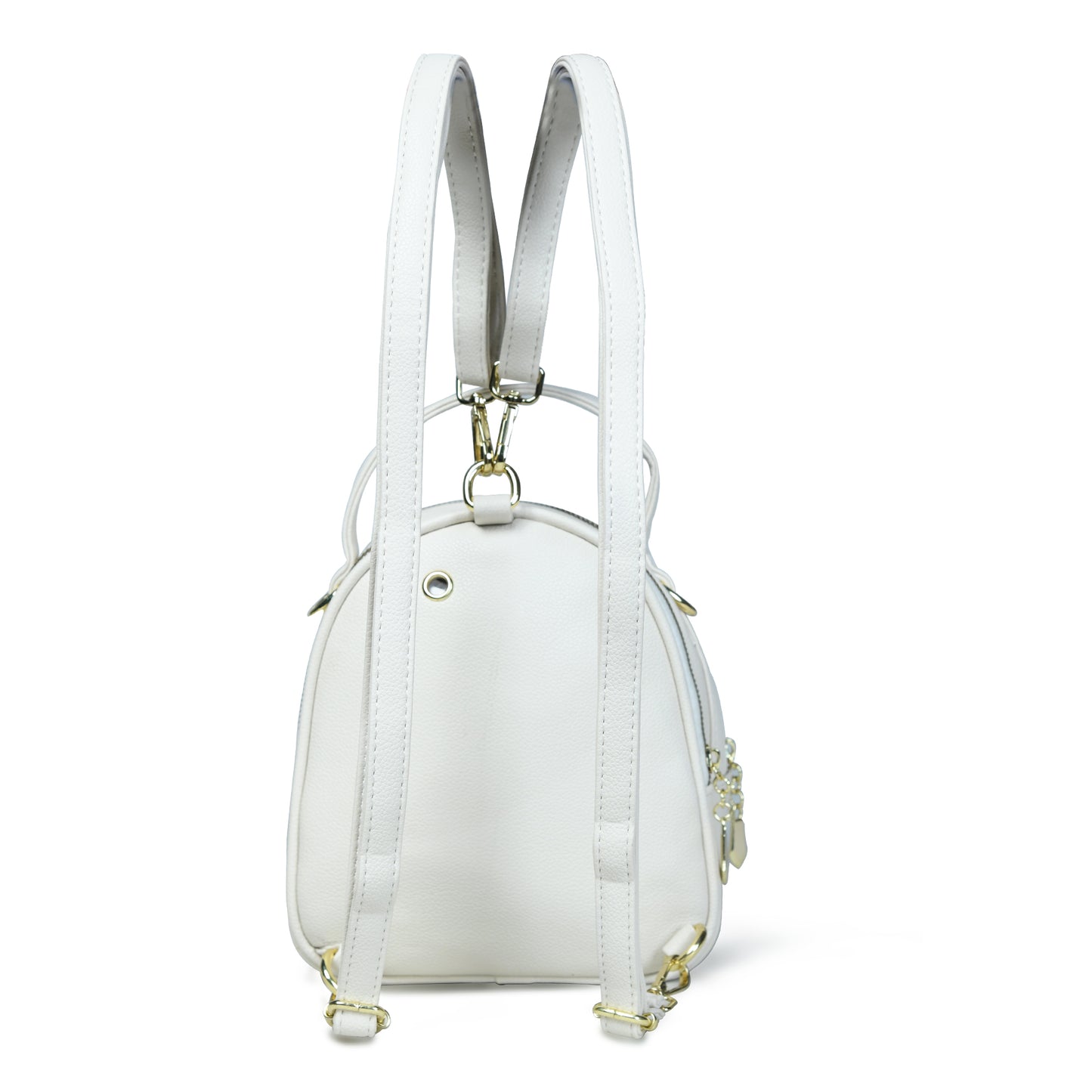 Compact and Stylish: White/Black Mini Backpack for Women